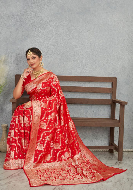 Sita Red Banarasi Soft Silk Saree