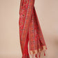 Rajlakshmi- Red Pashmina Saree With Innovative Blouse Piece
