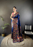 Ishani Navy blue Nylon Silk Saree