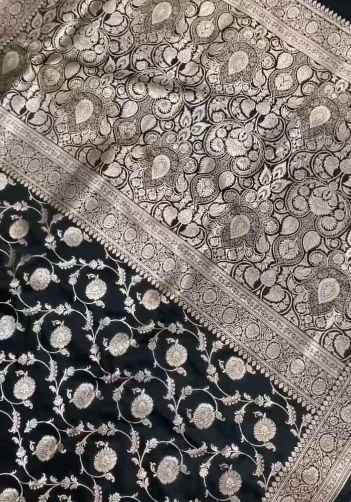 Black Banarasi Katan Silk Saree