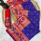 Exuberant Royal Purple Paithani Silk Saree With Ethnic Blouse Piece