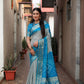 Ziyana Firozi Grey Bandhej Silk Saree