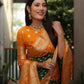 Ziyana Orange Green Bandhej Silk Saree