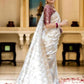 Anarkali White banarasi silk saree