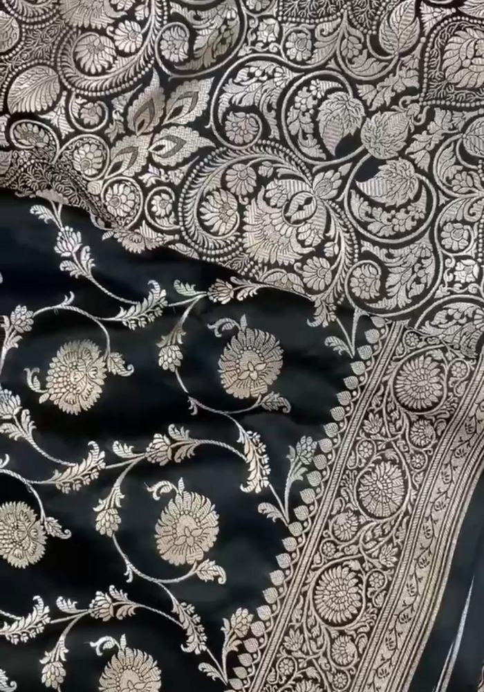 Black Banarasi Katan Silk Saree