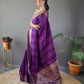 Elegantly Purple Color Woven Silk Saree with Silver, Copper, and Antique Detailing