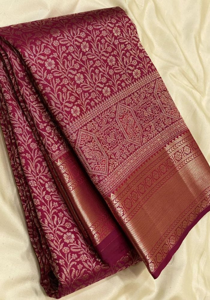 Bindu Banarasi Silk Maroon Saree