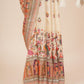 Rajlakshmi- Beige Pashmina Saree With Innovative Blouse Piece