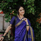 Royal Grace – Deep Blue Soft Silk Saree with Golden Zari Border