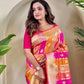 Rangrekha – Multicolour Banarasi Soft Silk Saree with Golden Zari Weaving