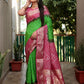 Ziyana Gajari Green Bandhej Silk Saree