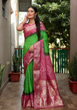 Ziyana Gajari Green Bandhej Silk Saree
