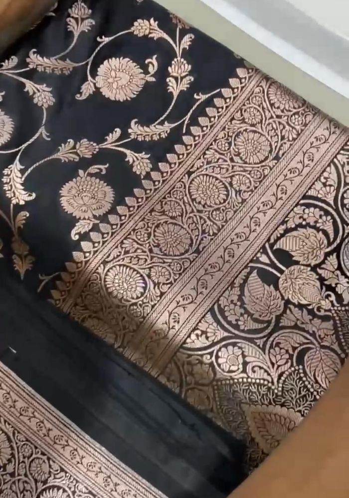 Black Banarasi Katan Silk Saree
