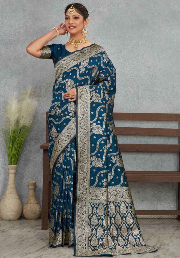 Sita MorePeach Banarasi Soft Silk Saree