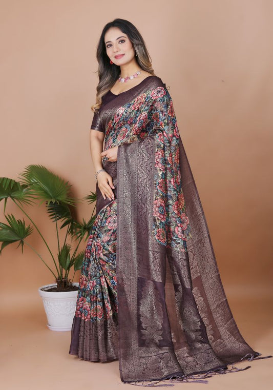 Srivalli Coffey Digital Silk saree