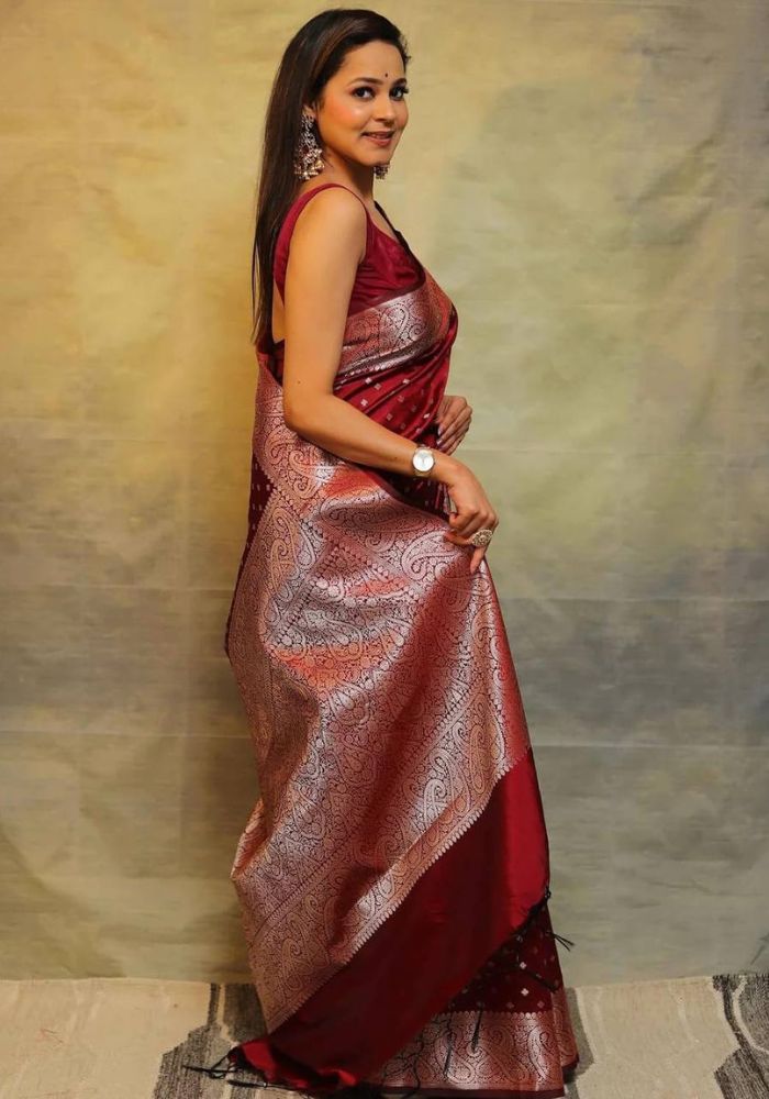 Suhani Maroon Banarasi Silk Saree
