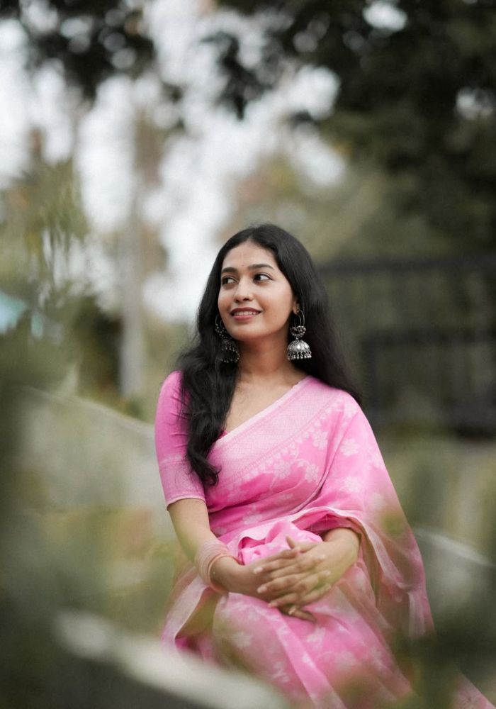 Graceful – Rose Pink Cotton Saree with Harmony Blouse Piece