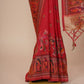 Rajlakshmi- Red Pashmina Saree With Innovative Blouse Piece