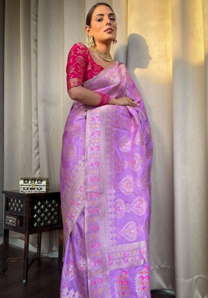 Tisha Lavender Banarasi Silk Saree