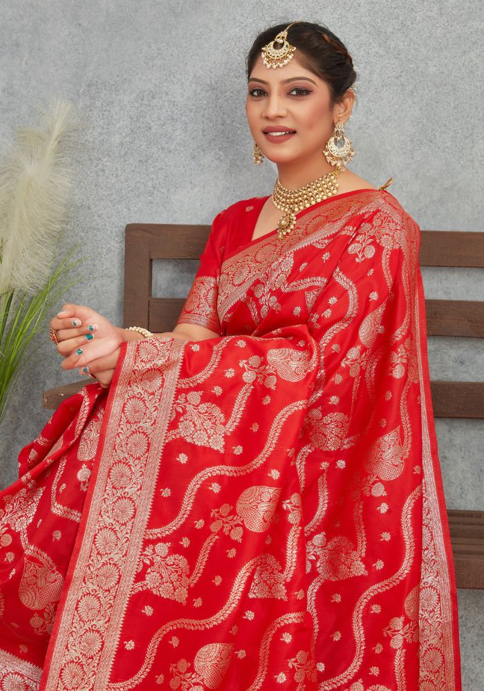 Sita Red Banarasi Soft Silk Saree