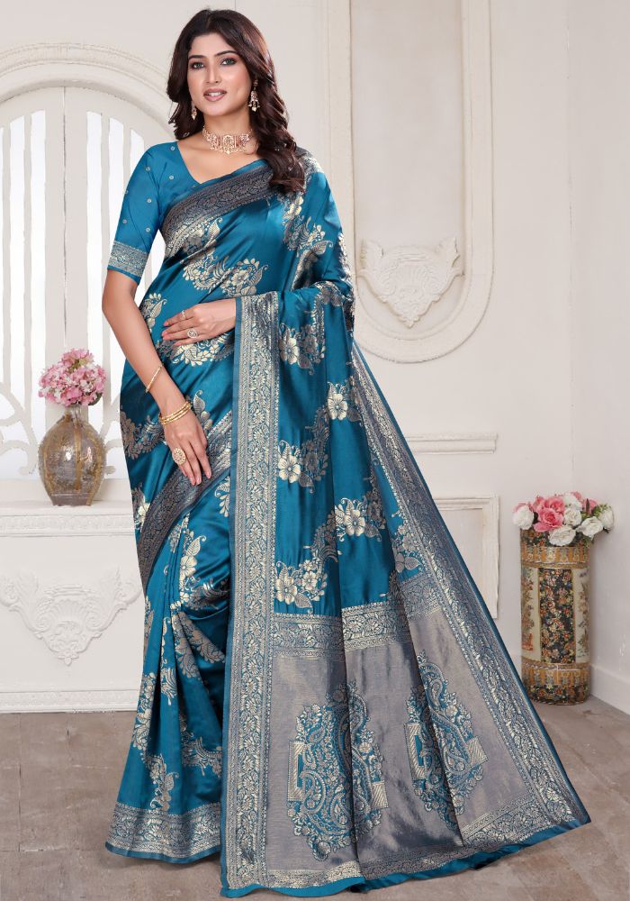 Aura Morepeach Banarasi Silk Saree