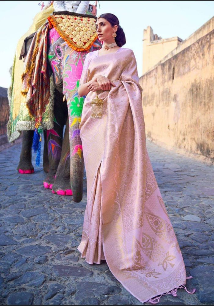 Akira Peach Banarasi Silk Saree