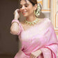 Anarkali Pink banarasi silk saree