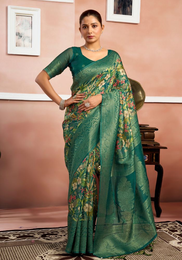 Srivalli Green Digital Silk saree