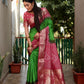Ziyana Gajari Green Bandhej Silk Saree