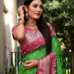Ziyana Gajari Green Bandhej Silk Saree