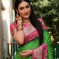 Ziyana Gajari Green Bandhej Silk Saree
