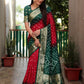 Ziyana Dark Green Red Bandhej Silk Saree
