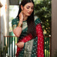 Ziyana Dark Green Red Bandhej Silk Saree