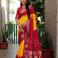 Ziyana Red Gold Bandhej Silk Saree