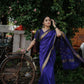Royal Grace – Deep Blue Soft Silk Saree with Golden Zari Border