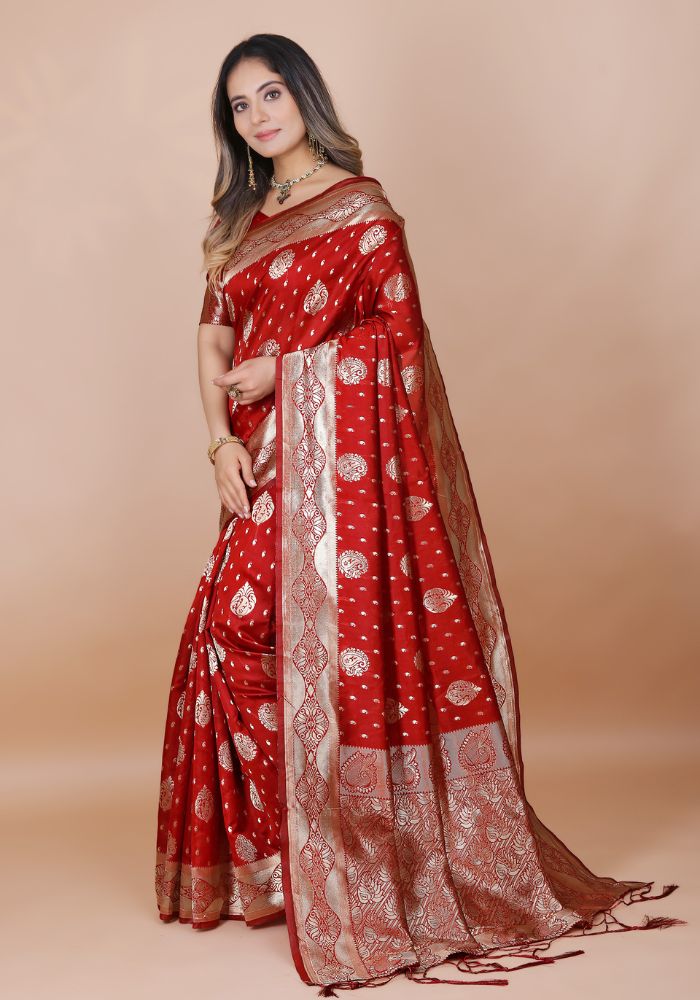 Yashika Red Banarasi Silk Saree
