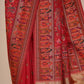 Rajlakshmi- Red Pashmina Saree With Innovative Blouse Piece