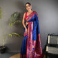 Nebula Navy Blue Paithani Silk Saree With Adorable Blouse Piece