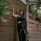 Grace Noir: Black Cotton Silk Saree with Subtle Blouse Companion