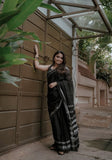 Grace Noir: Black Cotton Silk Saree with Subtle Blouse Companion