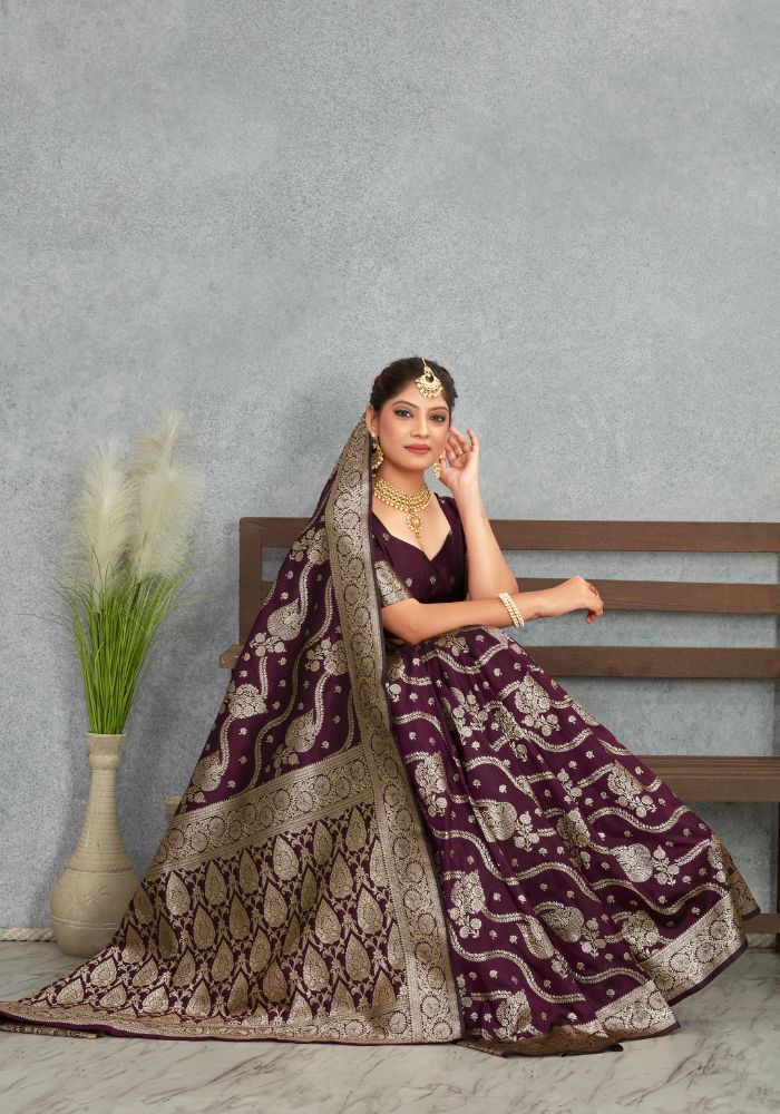 Sita Wine Banarasi Soft Silk Saree