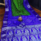 Ziyana Royal Blue Green Bandhej Silk Saree
