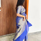 Admyrin Blue Soft Silk Designer Party Wear Banarasi Saree with Blouse Piece