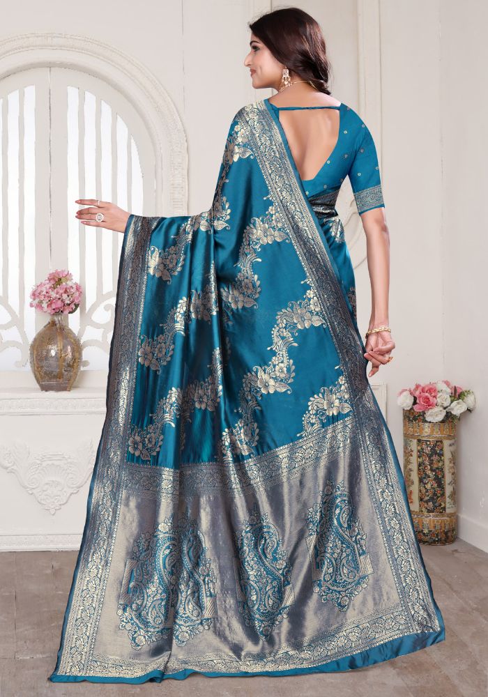 Aura Morepeach Banarasi Silk Saree