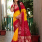 Ziyana Red Gold Bandhej Silk Saree