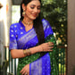 Ziyana Royal Blue Green Bandhej Silk Saree