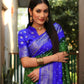 Ziyana Royal Blue Green Bandhej Silk Saree