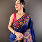 Ishani Navy blue Nylon Silk Saree
