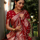 Ziyana Red Mehandi Bandhej Silk Saree