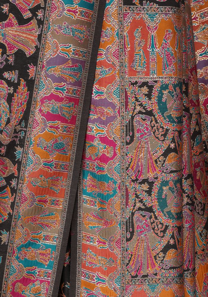 Tanirika – Black Naylon Sillk Saree with Vibrant Minakari Detailing